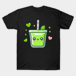 Cute Kawaii Green Smoothie for Vegans and Vegetarians | Kawaii Style Healthy Diet T-Shirt